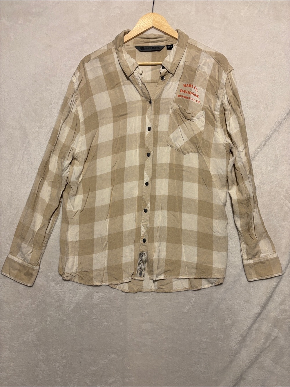 Harley Davidson Plaid Button Up XL long sleeve logo